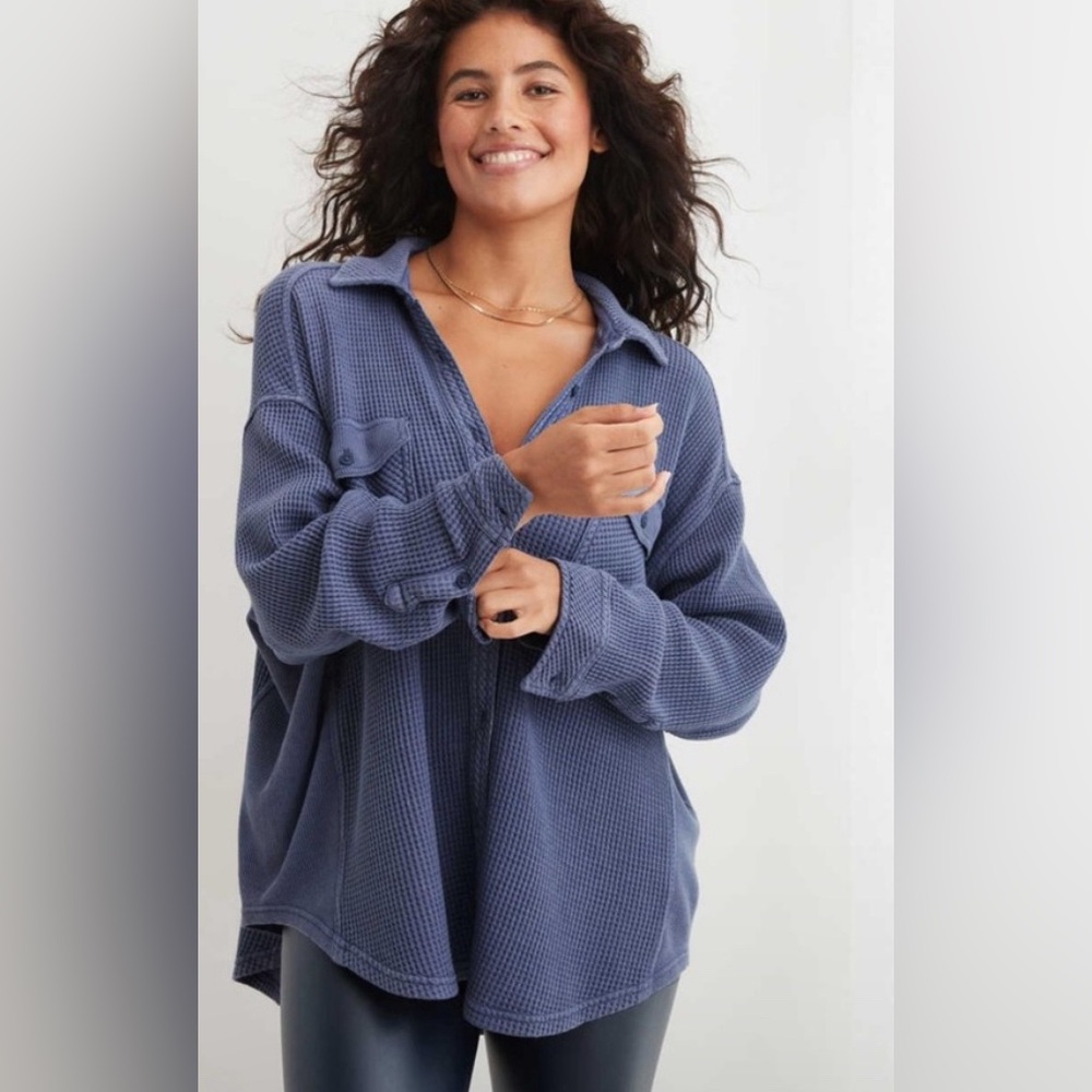 Aerie LumberJane Waffle Knit Button-up